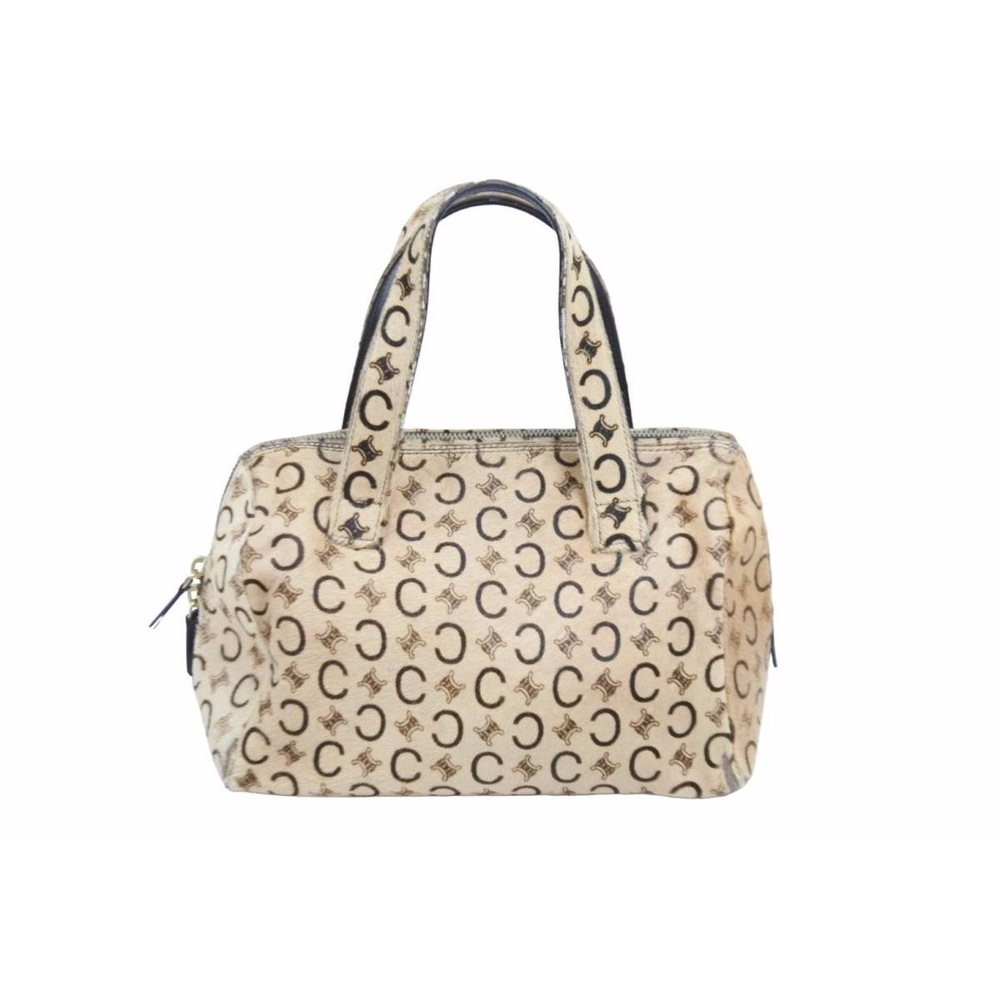 CELINE Macadam Handbag Beige Tan Porcelain Leather Italy
